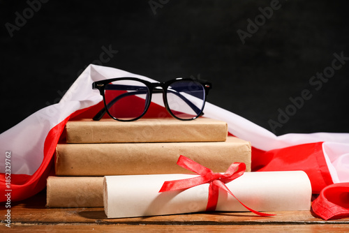Flag of Poland with eyeglas...