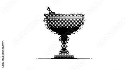 Pixelated cocktail glass isolated on white background for various uses