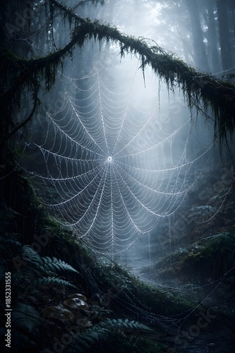 Nature’s Masterpiece: Glowing Spider Web 🕸️✨