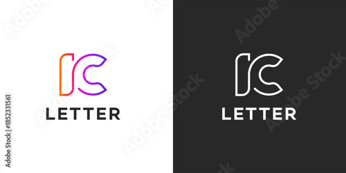 Modern IC Letter Logo Design  Gradient Line Art