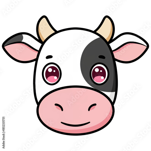Cow's Cute Face: A charming and friendly cow's face, displaying a cheerful expression. Perfect for adding a touch of cuteness.