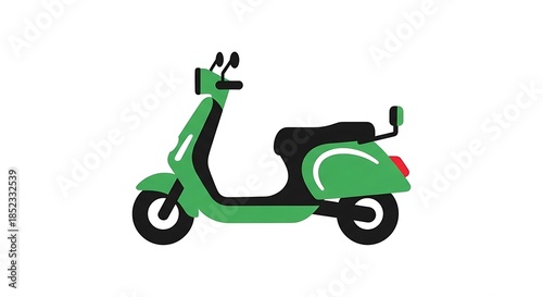 Green scooter illustration on white background, perfect for transportation concepts.