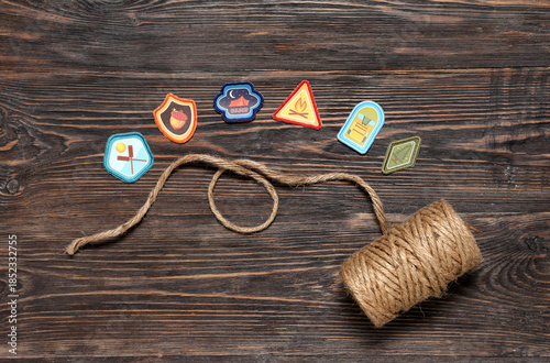 Scout patches with rope on ...