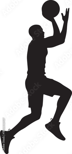 Basketball Player Jump Shot Vector Silhouette