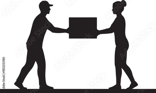 Delivery Worker Handing Parcel to a woman