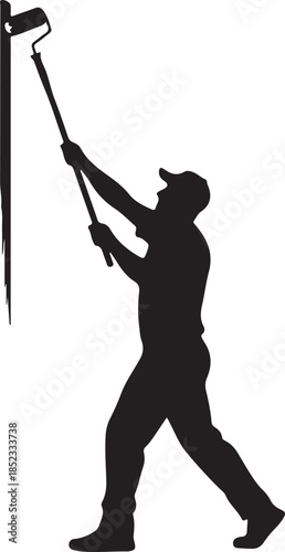 Painter Rolling Paint Vector Silhouette