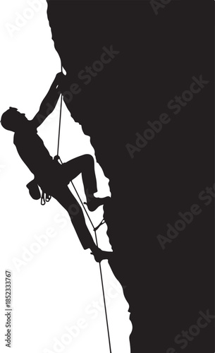 Rock Climber Scaling Wall Vector Silhouette