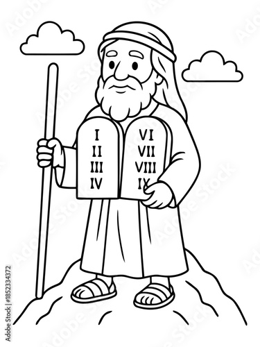 The Prophet's Revelation: Depicting a significant moment in history, the prophet stands with the tablets of law, representing spiritual guidance and moral principles.