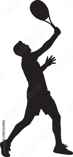 Tennis Player Serving Vector Silhouette