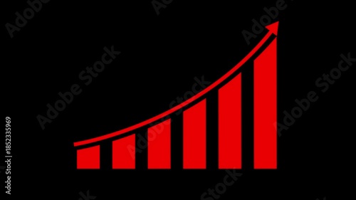 Business graph with arrow indicating upward rise. Business growth concept in graph chart showing marketing sales profit increasing to future target.