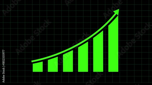 Business graph with arrow indicating upward rise. Business growth concept in graph chart showing marketing sales profit increasing to future target.