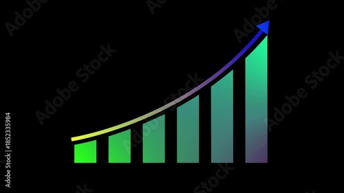 Business graph with arrow indicating upward rise. Business growth concept in graph chart showing marketing sales profit increasing to future target.