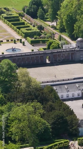 main area structures château seneffe part nearby green covers architecture nature to revealing left right front pans aerial of de belgium 