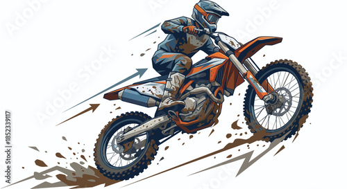 vector illustration. motocross rider on a motorcycle	
