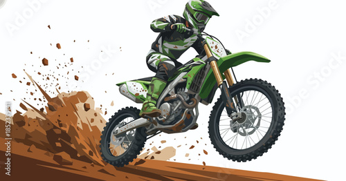 vector illustration. motocross rider on a motorcycle	
