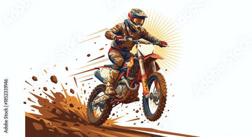 vector illustration. motocross rider on a motorcycle	
