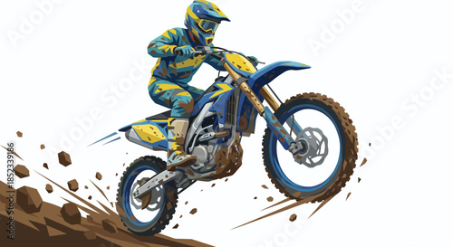 vector illustration. motocross rider on a motorcycle	
