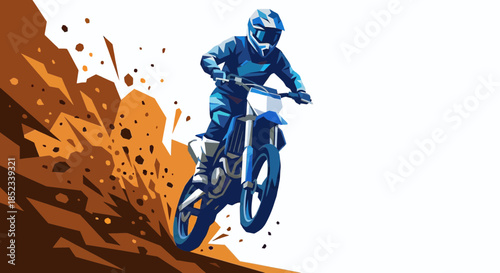 vector illustration. motocross rider on a motorcycle	
