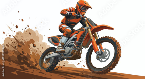 vector illustration. motocross rider on a motorcycle	
