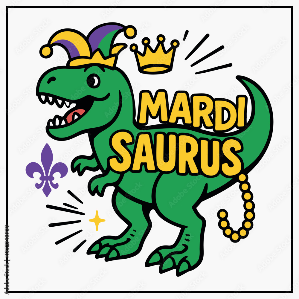 Obraz premium Mardi Saurus Funny Mardi Gras Festival T-shirt Design