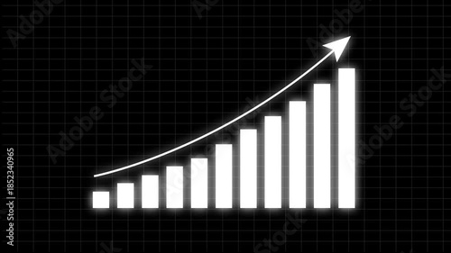 Motion animated footage. Statistics bars columns growth, arrow up. Finance, Bar graph going up, Profit concept, positive increase chart. graph with arrow indicating upward rise.