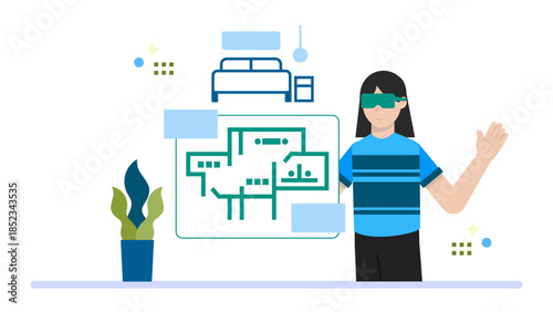 Virtual Interior Design Consultation. Flat Vector Illustration