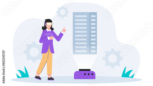 Virtual Reality Real Estate Tour. Flat Vector Illustration