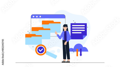 Sales Team Using CRM for Lead Management. Flat Vector Illustration