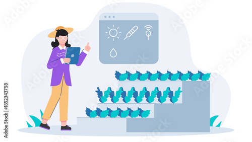 Smart Farm Precision Agriculture. Flat Vector Illustration