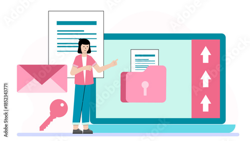 Digital Archive Preservation Project. Flat Vector Illustration