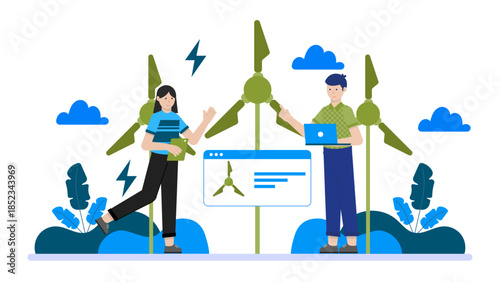 Smart Grid Energy Distribution. Flat Vector Illustration