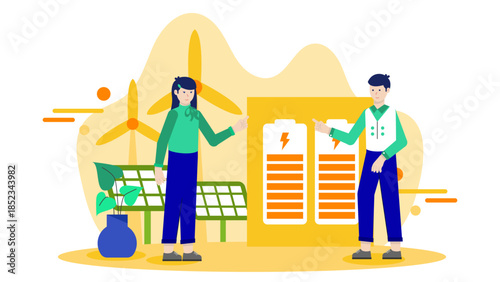Smart Grid Energy Distribution. Flat Vector Illustration