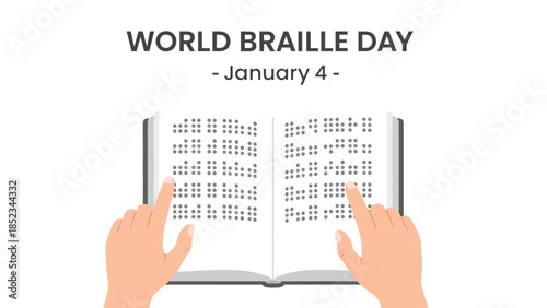 Celebrating World Braille Day on January 4th with Hands Reading Braille from an Open Book