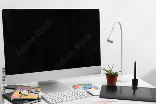 Blank computer monitor with...