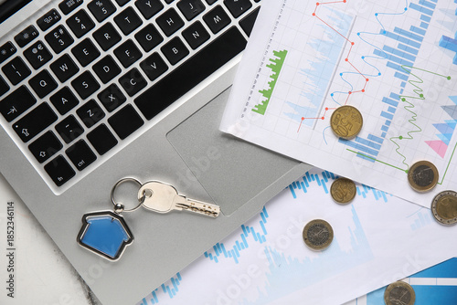 Key from house with laptop,...
