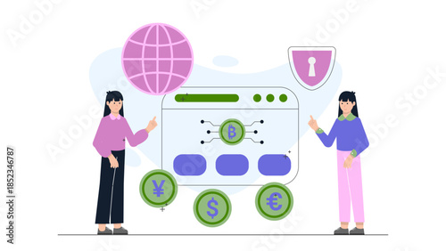 Remote Yoga Instructor Leading an Online Class. Flat Vector Illustration