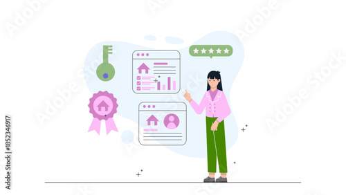 Digital Asset Management Team Organizing Media Library. Flat Vector Illustration