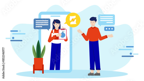 Telehealth Nutritionist Consultation. Flat Vector Illustration