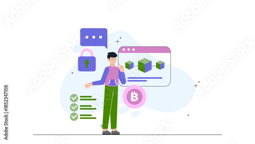 Virtual Dance Class with Motion Capture. Flat Vector Illustration