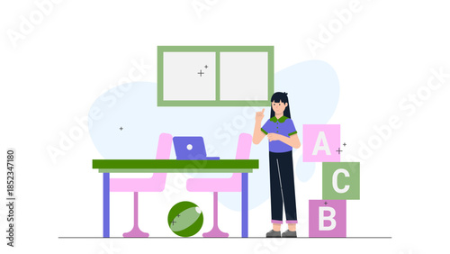 Sustainable Fishing Company Using Smart Nets. Flat Vector Illustration