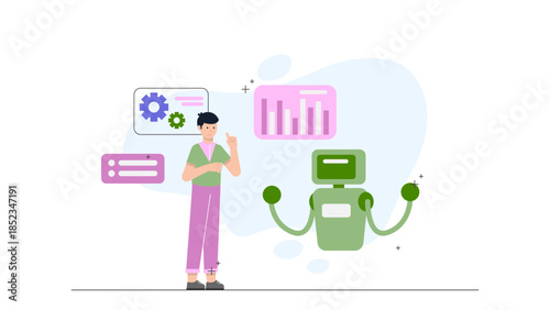 Online Therapy Group Session. Flat Vector Illustration