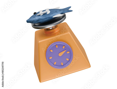 fish weighting scale icon 3d illustration render