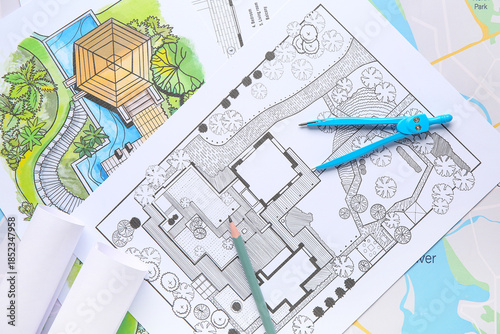 Zoning plans on city map, t...