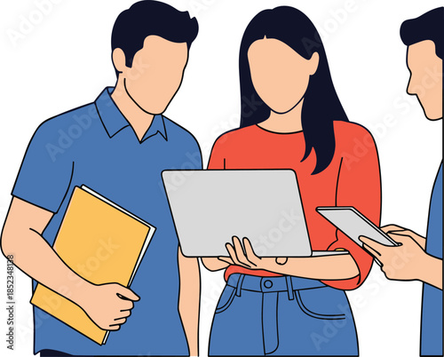 Teamwork, collaboration, digital devices, modern office, group project, technology, stud, learning, i