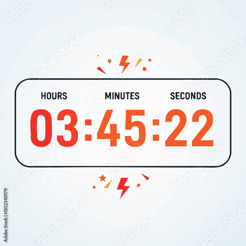 Countdown timer 3 hours 45 minutes 22 seconds.
