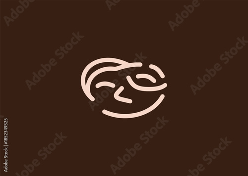 A geometric simple line salamander logo using flowing curved lines and balanced proportions, symbolizing regeneration, flexibility, and natural harmony
