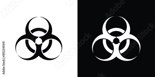 Biohazard Symbol Black and White Dual Image, Warning Sign, Isolated Pattern