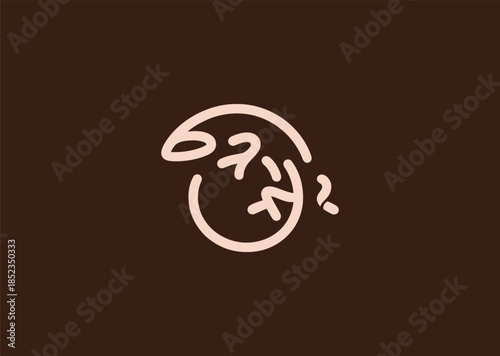 A geometric simple line salamander logo using flowing curved lines and balanced proportions, symbolizing regeneration, flexibility, and natural harmony