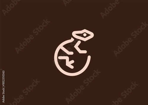 A geometric simple line salamander logo using flowing curved lines and balanced proportions, symbolizing regeneration, flexibility, and natural harmony