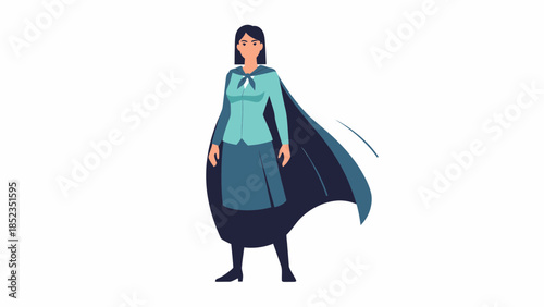 Confident female superhero standing ready for action.